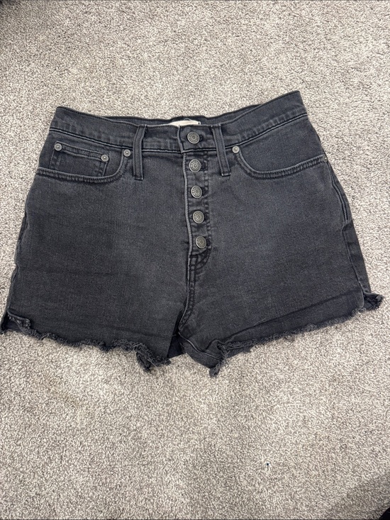 Madewell Pants - Madewell Black High-Rise Button Fly Denim Shorts | Size 27 | Raw Hem